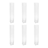 6 Pack | 24inch Heavy Duty Square Glass Cylinder Vases, Clear Glass Flower Vase