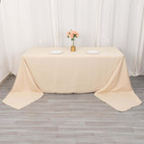 90x156inch Beige Seamless Premium Polyester Rectangular Tablecloth - 220GSM