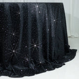 Scuba Round Tablecloth 132 Black with Rhinestone Accents – Seamless, Wrinkle-Free