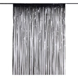 8ft Black Metallic Tinsel Foil Fringe Doorway Curtain Party Backdrop