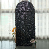 5ft Sparkly Black Double Sided Big Payette Sequin Chiara Backdrop Stand Cover For Fitted Round Top