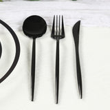 60 Pack Plastic Silverware Set, Black Heavy Duty Disposable Sleek Utensil Cutlery