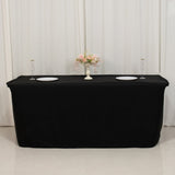 Black Fitted Polyester Rectangle Tablecloth 6ft for Special Size 72x24x30inch Tables