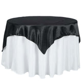 72" x 72" Black Satin Square Tablecloth Overlay