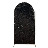 7ft Sparkly Black Double Sided Big Payette Sequin Chiara Backdrop Stand Cover For Fitted Round Top