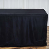 8FT Black Fitted Polyester Rectangular Table Cover