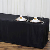 4FT Black Fitted Polyester Rectangular Table Cover