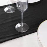 Black Premium Scuba Polyester Table Runner, Wrinkle Free Table Linen