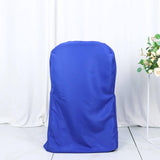 10 Pack Royal Blue Polyester Folding Chair Covers, Reusable Stain Resistant Slip On Chair Covers