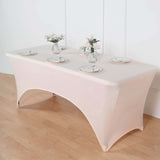 Blush Stretch Spandex Rectangle Tablecloth 6ft Wrinkle Free Fitted Table Cover