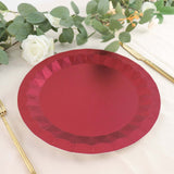 12inch Round Burgundy Geometric Foil Paper Charger Plates, Disposable Serving Trays - 400 GSM