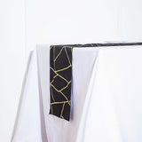 9ft Black With Gold Foil Geometric Pattern Table Runner