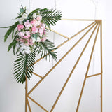 6ft Tall Gold Metal Rectangular Geometric Flower Frame Prop Stand