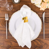 4 Pack | Shiny Gold Metal Swirl Wrap Cuff Band Napkin Rings, Decorative Scroll Serviette