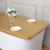 Metallic Gold Spandex Stretch Fitted Banquet Table Top Cover 6ft Wrinkle Free Fitted Table Cover