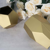 Set of 2 | Geometric Flower Vases, Matte Gold Modern Glass Vases Table Centerpiece - 5inch | 8inch