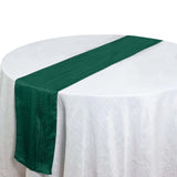 12x108inch Accordion Crinkle Taffeta Table Runner, Elegant Linen Runner - Hunter Emerald Green