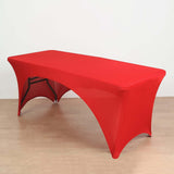 Red Open Back Stretch Spandex Rectangle Tablecloth 8ft Wrinkle Free Fitted Table Cover