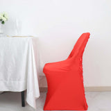 Red Satin Rosette Spandex Stretch Fitted Folding Chair Cover