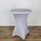 Silver Highboy Spandex Cocktail Table Cover, Fitted Tablecloth for 24"-32" Dia High Top Tables