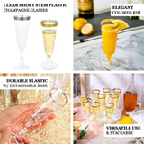 12 Pack Clear Disposable Champagne Flutes with Silver Rim, 5oz Transparent Plastic Toasting Cocktail