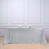 90x156" Silver Premium Sequin Rectangle Tablecloth