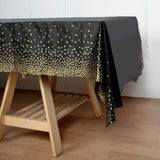 5 Pack Black Rectangle Plastic Table Covers with Gold Confetti Dots, 54x108inch PVC Waterproof