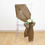 5 Pack | Taupe Satin Chair Sashes - 6inch x 106inch