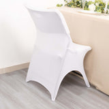 White Premium Spandex Wedding Chair Cover With 3-Way Open Arch, Fitted Stretched