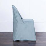 10 Pack Dusty Blue Polyester Folding Chair Covers, Reusable Stain Resistant Slip On Chair Covers