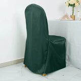 10 Pack Hunter Emerald Green Polyester Banquet Chair Covers, Reusable Stain Resistant Slip On Chair