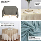 72x72 Silver Linen Square Overlay | Slubby Textured Wrinkle Resistant Table Overlay