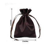 12 Pack | 3inch Chocolate Satin Drawstring Wedding Party Favor Gift Bags