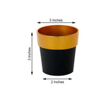 3 Pack | 3inch Black Gold Rimmed Small Flower Plant Pots, Indoor Decorative Planters