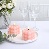 2 Pack | 2inch Blush Rose Gold Flameless Flickering LED Bubble Candles