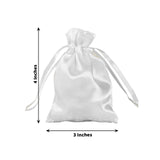 12 Pack | 3inch White Satin Drawstring Wedding Party Favor Gift Bags