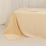 Beige Seamless Lamour Satin Rectangle Tablecloth - 90x156inch for 8 Foot Table