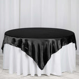 72" x 72" Black Satin Square Tablecloth Overlay