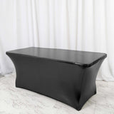 6FT Metallic Black Rectangular Stretch Spandex Table Cover