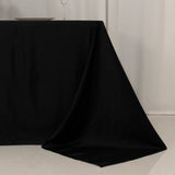 90x132inch Black Seamless Lamour Satin Rectangle Tablecloth for 6 Foot Table