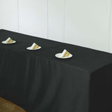 8FT Black Fitted Polyester Rectangular Table Cover