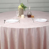 120inch Blush/Rose Gold Seamless Premium Velvet Round Tablecloth, Reusable Linen