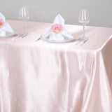 90x132Inch Rose Gold / Blush Satin Seamless Rectangular Tablecloth