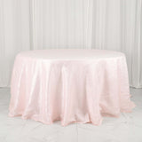 132inch Blush / Rose Gold Accordion Crinkle Taffeta Seamless Round Tablecloth