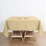 70"x70" Champagne Square Polyester Table Overlay