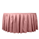 21ft Dusty Rose Pleated Polyester Table Skirt, Banquet Folding Table Skirt