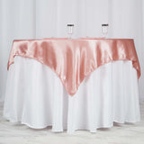 60"x 60" Dusty Rose Seamless Satin Square Tablecloth Overlay