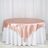 72" x 72" Dusty Rose Satin Square Tablecloth Overlay