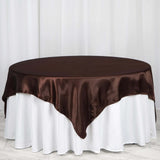 72" x 72" Chocolate Satin Square Tablecloth Overlay