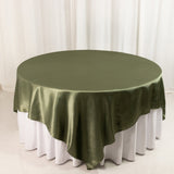 90" Dusty Sage Green Satin Overlay Square Table Overlay